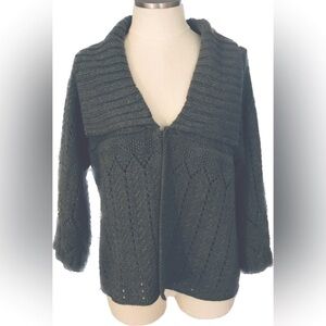 Vintage a.n.a Knitted Cardigan Style Sweater Beautiful Design Large Collar Sz L